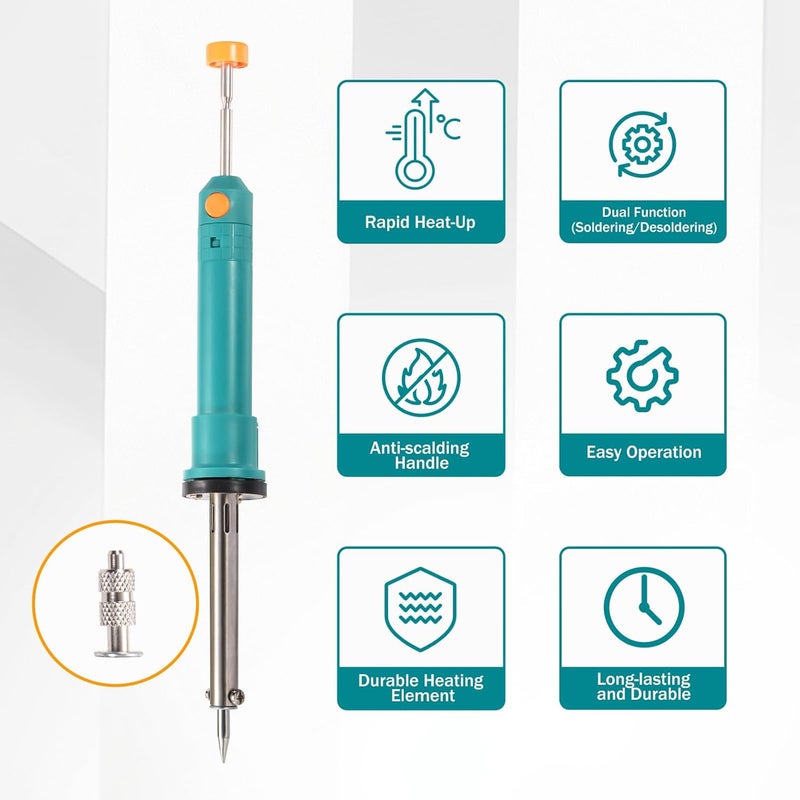 KeenWise Electric Desoldering Pump & Soldering Iron Kit, 2-in-1 Solder Sucker Tool, 36W, Heatproof Handle, Desoldering Gun & Soldering Iron Combo for Electronic Repair & DIY Projects (EDS-92) - Image 4